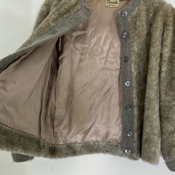 Vintage 1950s Furry Cardigan With Silk Lining Danella Sportswear - Picture 9 of 12